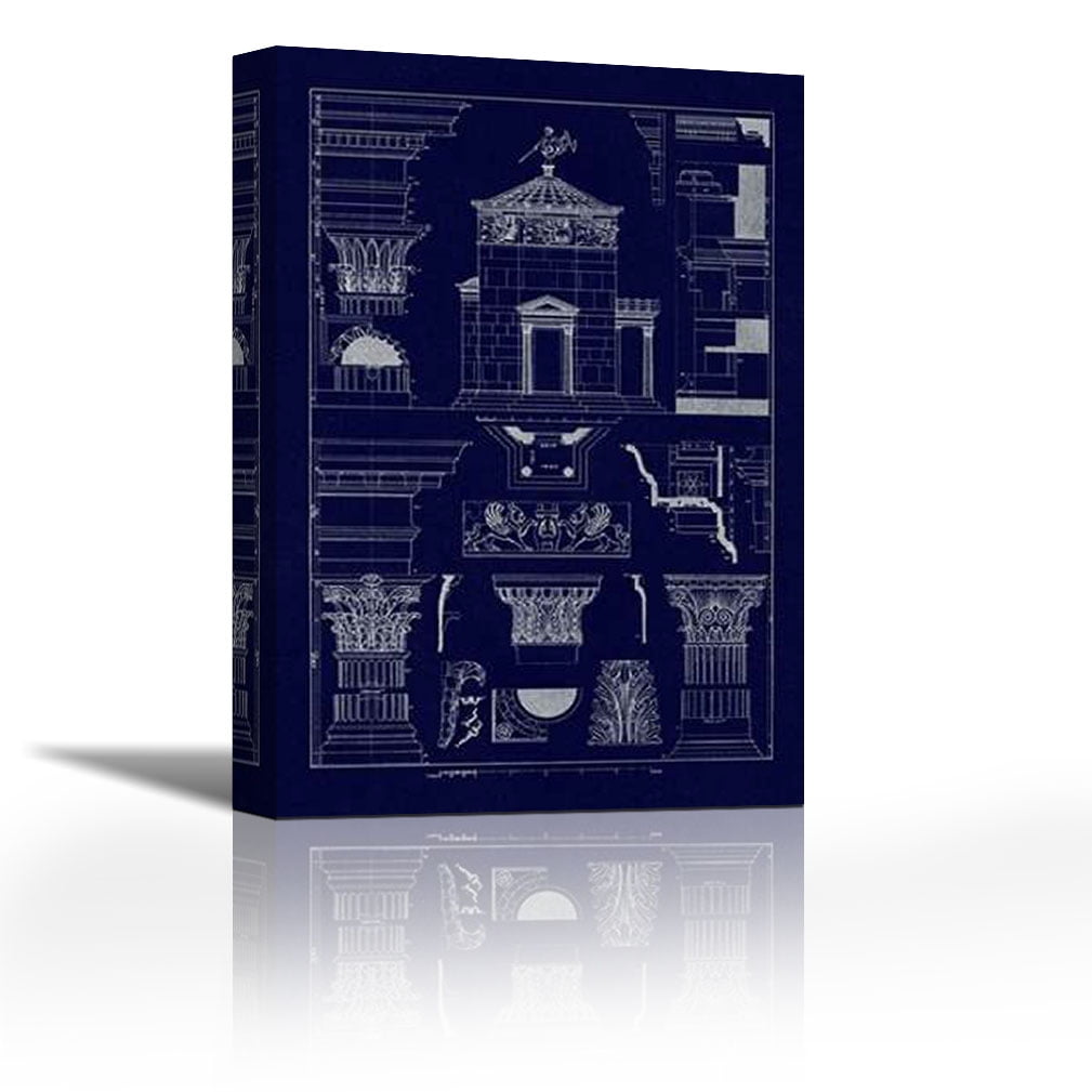 Tower Of The Winds And Stoa Of Hadrian Blueprint Contemporary Fine Art Giclee On Canvas Gallery Wrap Wall Décor Art Painting 18 X 27 Inch Ready To Hang Walmart Com Walmart Com