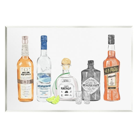 Stupell Industries Mixed Bar Liquor Bottles Graphic Art Unframed Art Print Wall Art, Design by Ziwei Li
