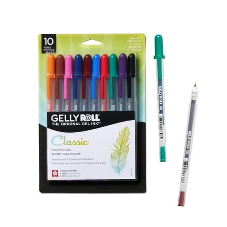 Sakura Gelly Rol Classic Gel Pen Set, 10 Assorted Colors, Medium Point Size