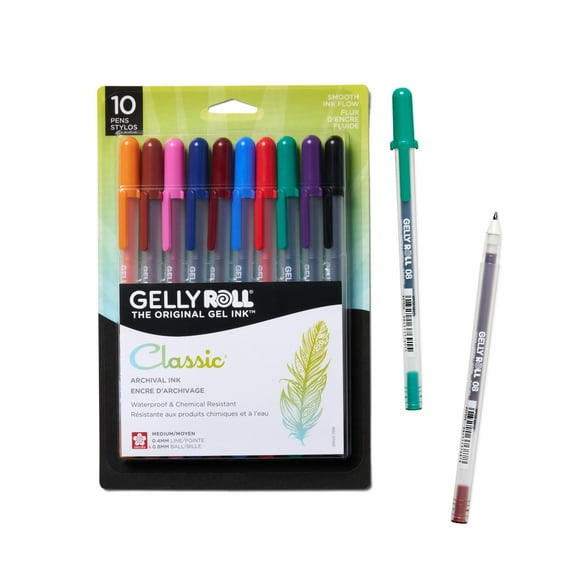 Sakura Gelly Rol Classic Gel Pen Set, 10 Assorted Colors, Medium Point Size