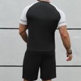 thumbnail image 4 of VBTAPA Mens Muscle Workout Sets Raglan Short Sleeve T Shirt and Shorts Set Color Block 2 Piece Casual Sports Outfits Fashion Summer Tracksuit Black XL, 4 of 7