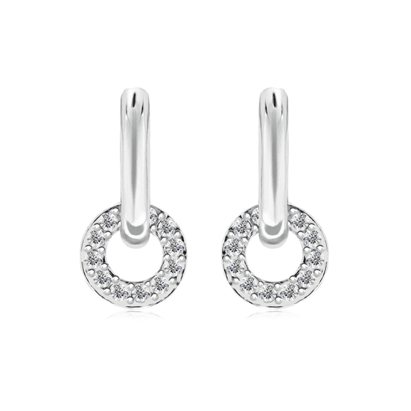 Cate & Chloe Nala 18k White Gold Plated 14mm Hoop Earrings with Swarovski Crystals Gift for Women