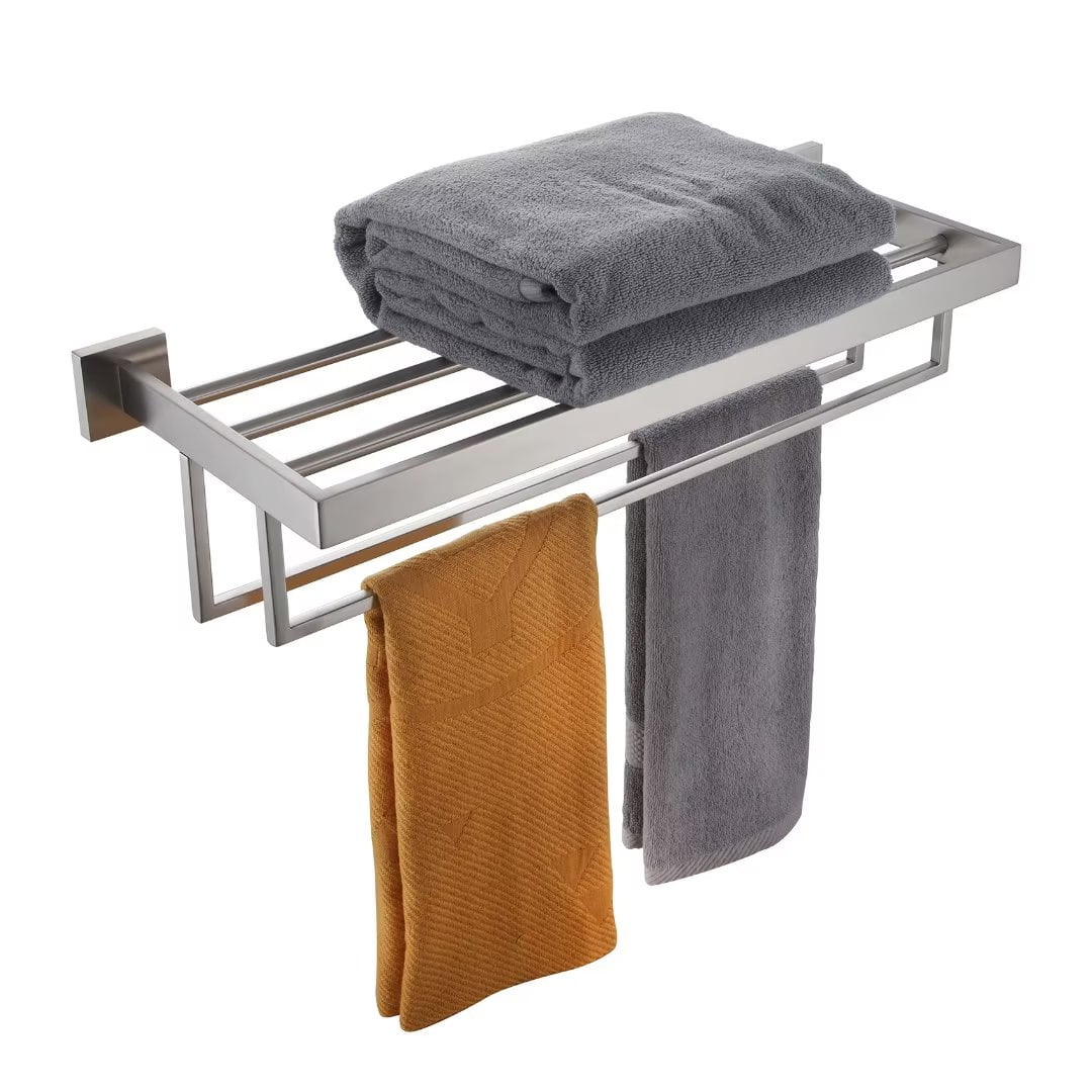 KOKOSIRI Towel Rack 24'' Bathroom Towel Shelves with Double Towel Bars SUS304 Stainless Steel