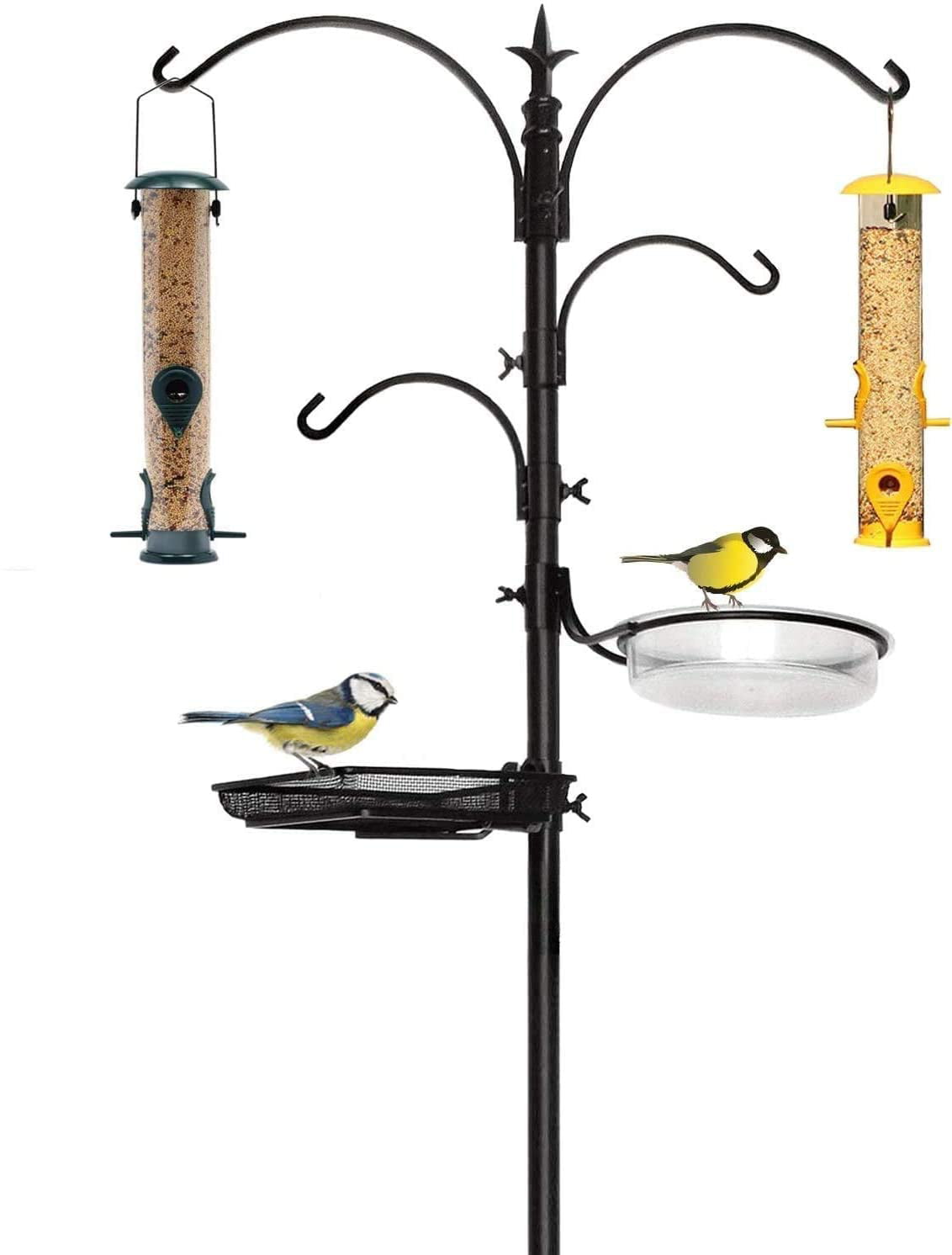 Bird Feeder Pole Hangers Feeding Station Plant Stand Kit Patio Backyard Lawn 