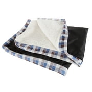 Angle View: PETMAKER Dog Bed Replacement Cover Large Pet Duvet with Sherpa Top, Non-Slip Bottom Dog Bed Washable Removable Cover (Brown & Blue Plaid)