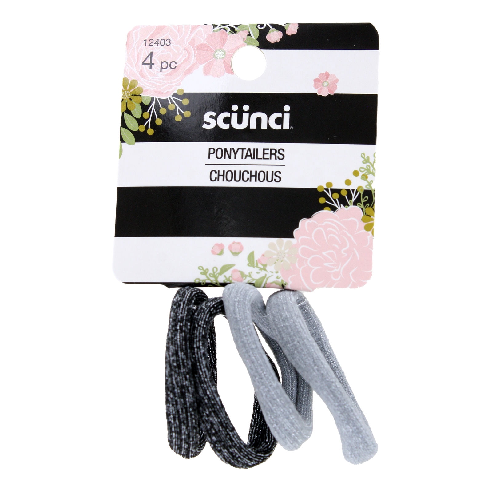 (4 pack) Scunci Hair Ponytailers, Assorted Colors, 4-Pieces
