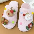 thumbnail image 5 of Lovskoo 2024 Women's Novelty Christmas Slippers Cute Fuzzy Reindeer Flat Plush Non-Slip Linen Comfortable House Slippers for Couple Indoor Pink, 5 of 8