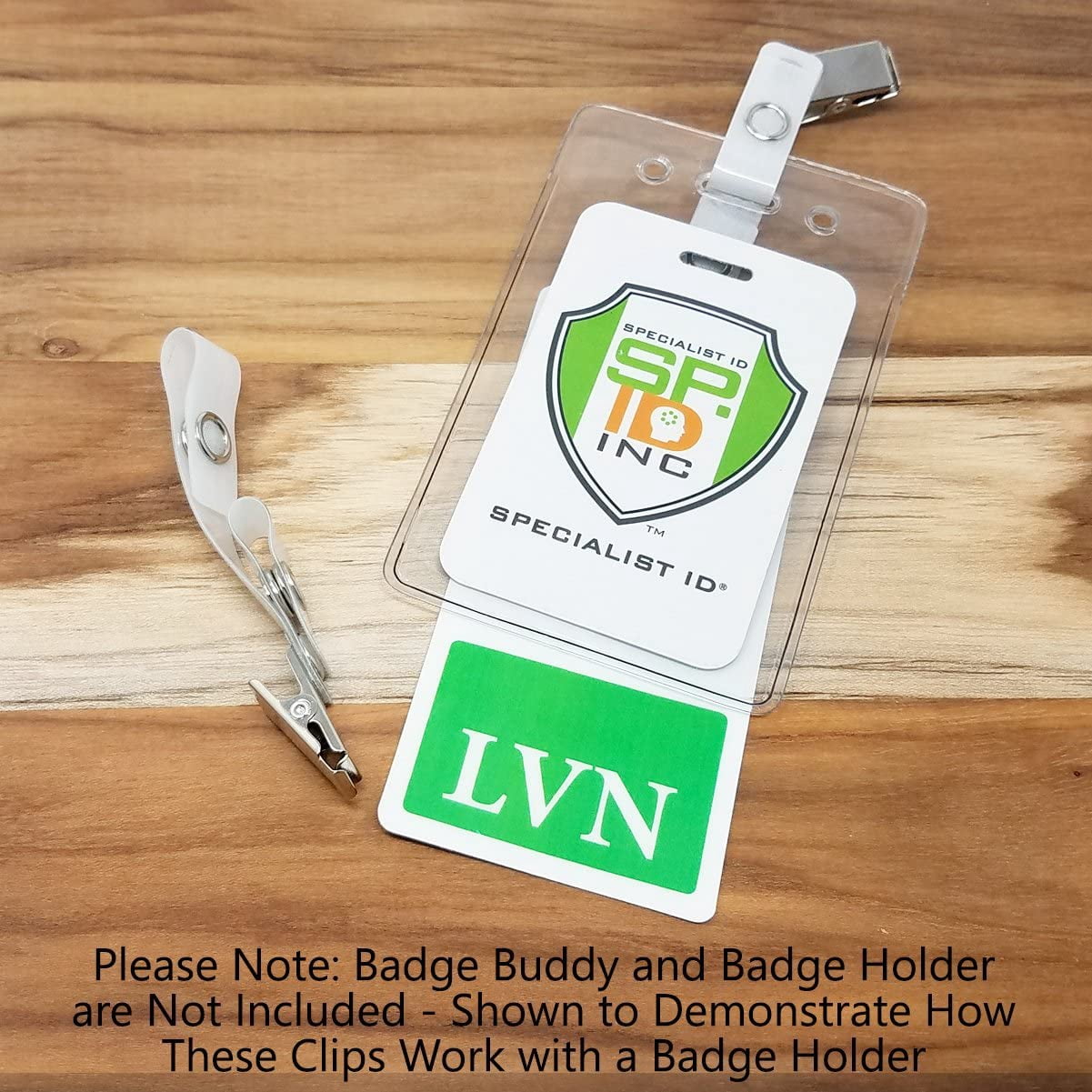 Bulk 100 Pack - Dual Strap ID Badge Clip with Two Reinforced Straps - Perfect for Badge Buddies - Holds Two Identification Cards and Clips to Pocket or Scrubs by Specialist ID