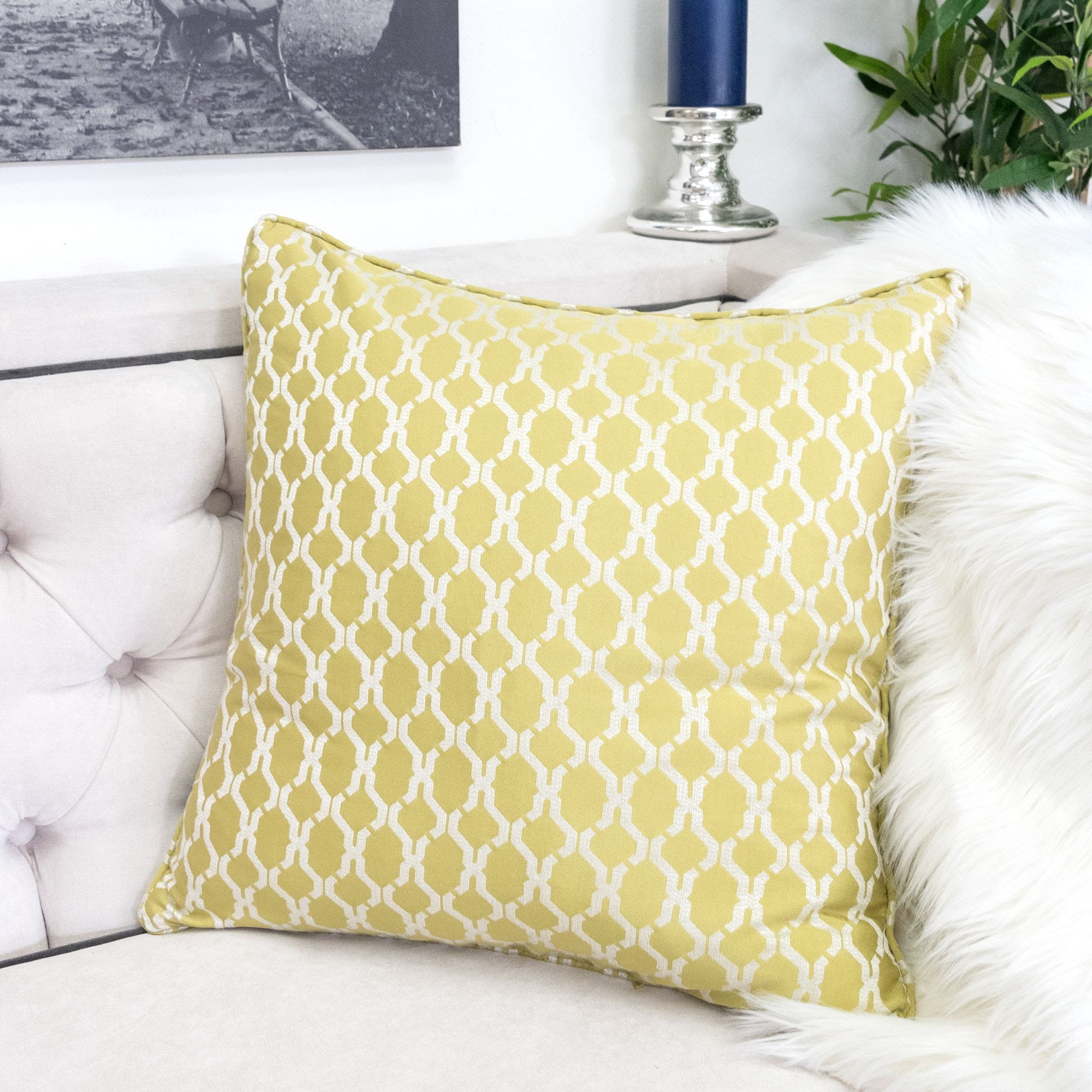 Amelia Green Geometric Polyester 20 in. x 20 in Throw Pillow
