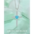 thumbnail image 4 of VESITIM Cross Necklace 925 Sterling Silver Religious Pendant for Women Heart Shaped Created Aquamarine March Birthstone Jewelry Gifts, 4 of 7