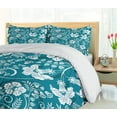 thumbnail image 5 of Ambesonne Flowers Duvet Cover Set, Floral Romantic Beams, 2-Calking, Petrol Blue Teal White, 5 of 6
