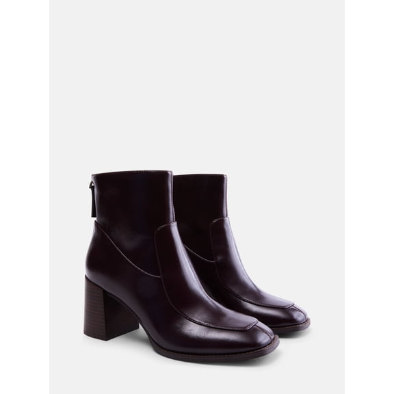 Free Assembly Women's Faux Leather Block Heel Booties