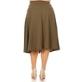 thumbnail image 4 of Women's Plus Size A-Line Casual Flared Elastic Band Solid Midi Skirt, 4 of 5