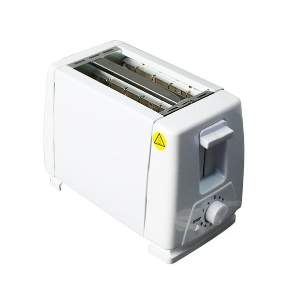 750W 2-Slice Stainless Steel Toaster with 6 Temperature Settings, Wide Slots, Safe Auto-Shut Off & Manual Stop, Removable Crumb Tray - Compact White US Plug Bread Toaster for Home Kitchen & Office