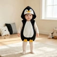 thumbnail image 2 of Baby Penguin Hoodie Romper 6D Feet Sleeveless Button Down Jumpsuit Cartoon Animal Outfit Party, 2 of 5