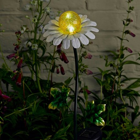 solar metal flower stake light