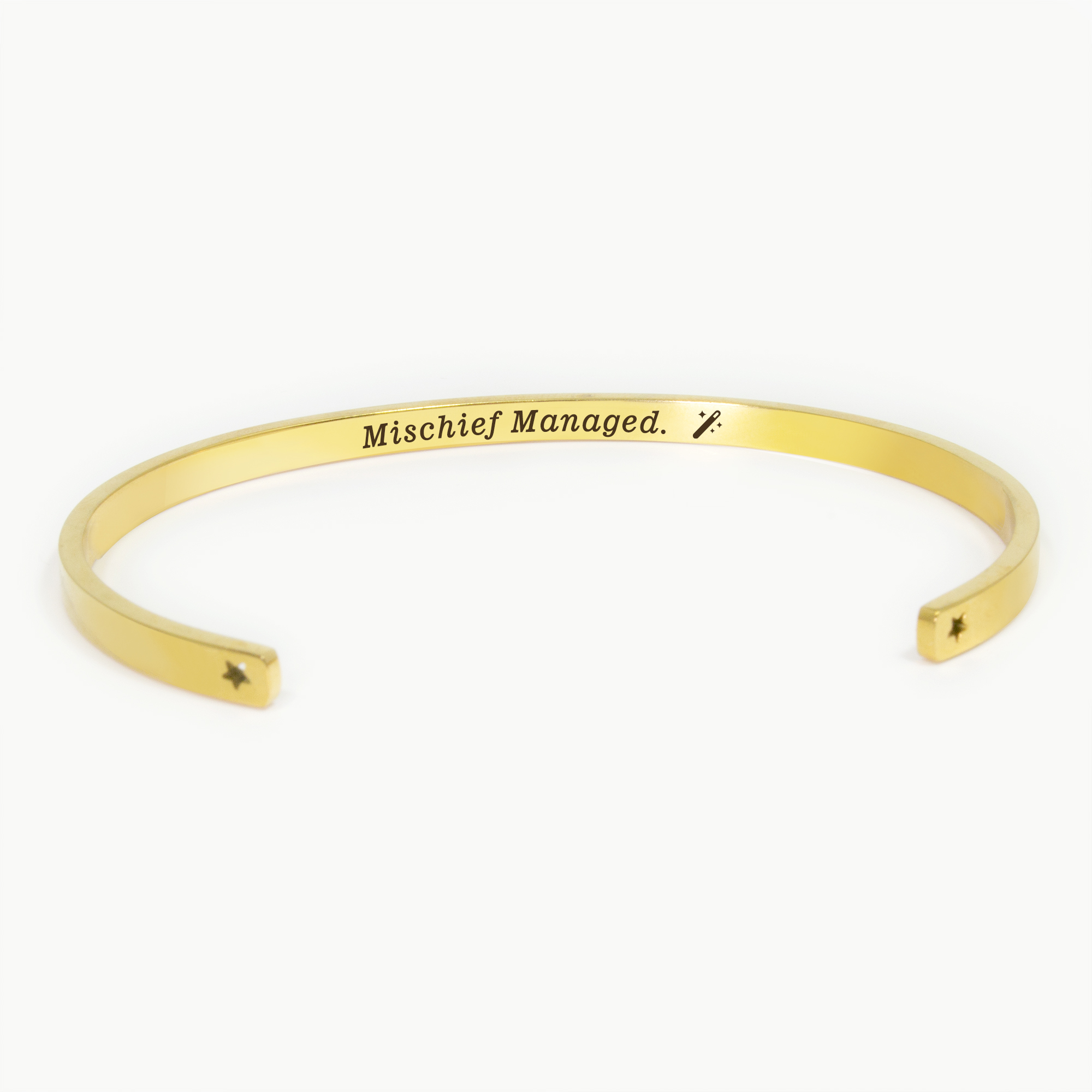 "Mischief Managed" Gold Stainless Steel Graduation Theme Hidden Message Gift for Her Cuff Bracelet with Gift Set