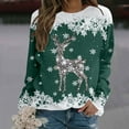thumbnail image 2 of Tiweut Womens Christmas Sweatshirts Santa Deer Print Round Neck Long Sleeve Cozy Holiday Regular Tops Green,XL, 2 of 4