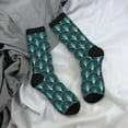 thumbnail image 5 of Hirioo Green Vintage Peacock Pattern Adult Middle Tube Socks Breathable Sock Non-Pilling,Contrasting Color Design, 5 of 6