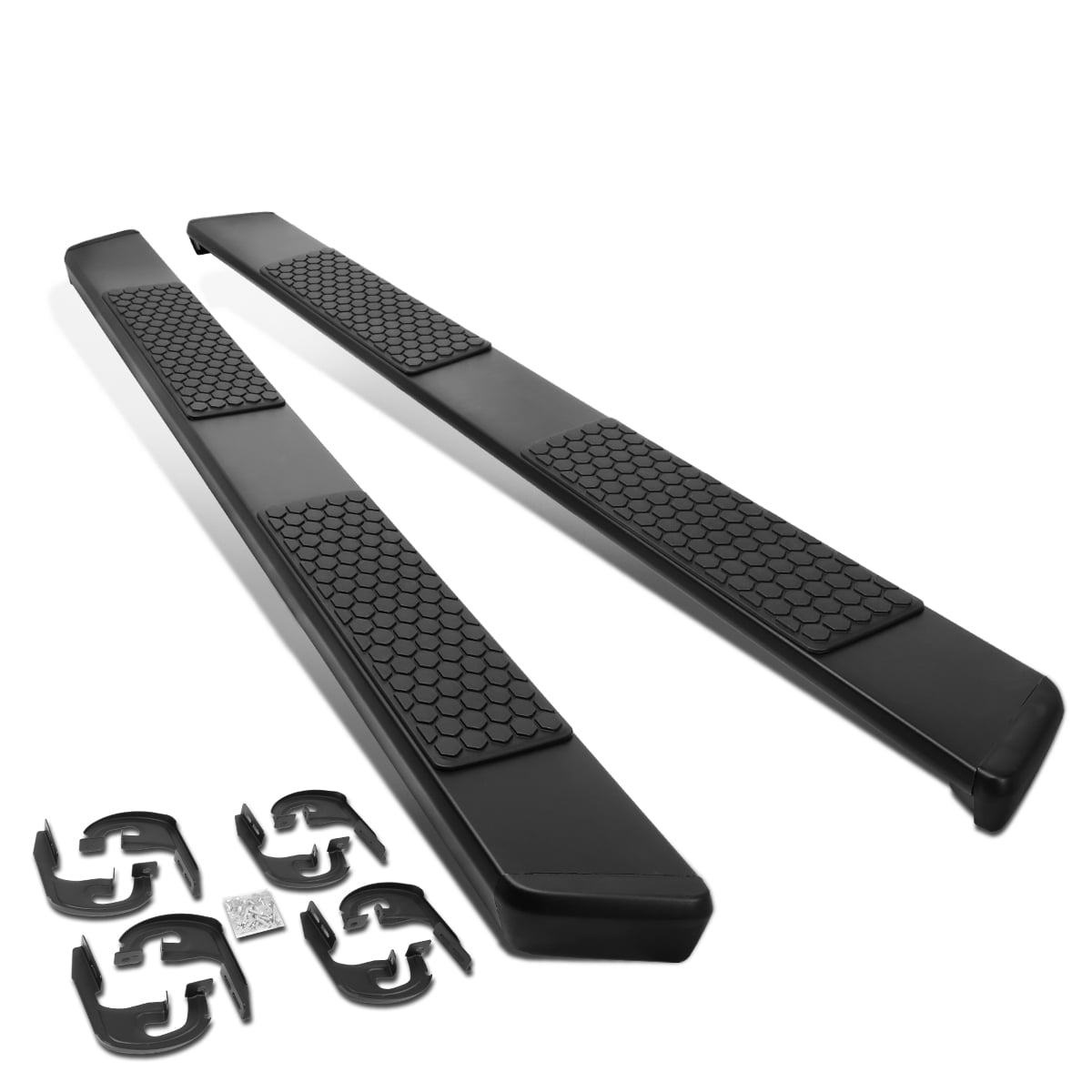For 2019 to 2020 Chevy Silverado / GMC Sierra Crew Cab Pair 5" Coated Stainless Steel Flat Step Stainless Steel Running Boards For Chevy Silverado