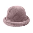 thumbnail image 2 of Cutuoiiu Cold Weather Hat for Women Solid Color Fuzzy Rolled Brim Bucket Hat Soft Plush Winter Warm Fisherman Cap for Daily Outdoor, 2 of 7