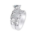 thumbnail image 2 of AFFY 1.55 Carat Round Shape Moissanite & Natural Diamond Filigree Bridal Ring Set 14K Solid White Gold Ring Size-7.5, 2 of 2