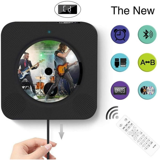 Reproductor De Cd Montable En La Pared Con Pantalla Digital Bluetooth Home Audio Boombox Usb Mp3 Reproductor De Música Regalo Para Niños Amigos Speravity EL016644-02