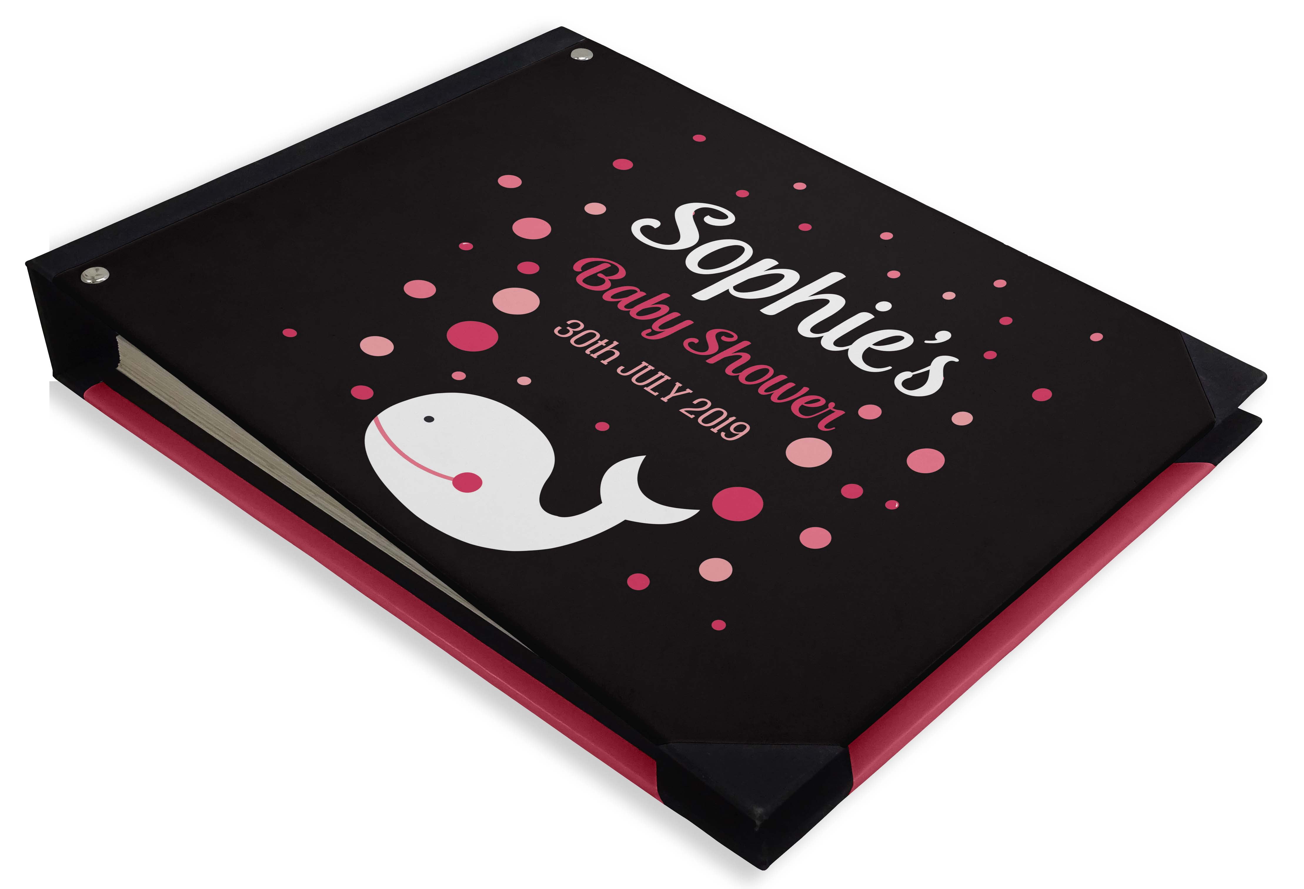 Darling Souvenir Grey Whale Fish & Dot Hardbound Cover Personalized Printed Baby Shower&nbsp;Guestbook&nbsp;Scrap&nbsp;book-7 x 9 Inches