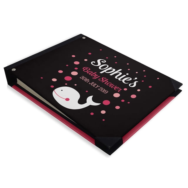 Darling Souvenir Grey Whale Fish & Dot Personalized Baby ShowerGuestBookHardboundGuestSign-InBookGuestRegistryGuestbook-9 x 12 Inches
