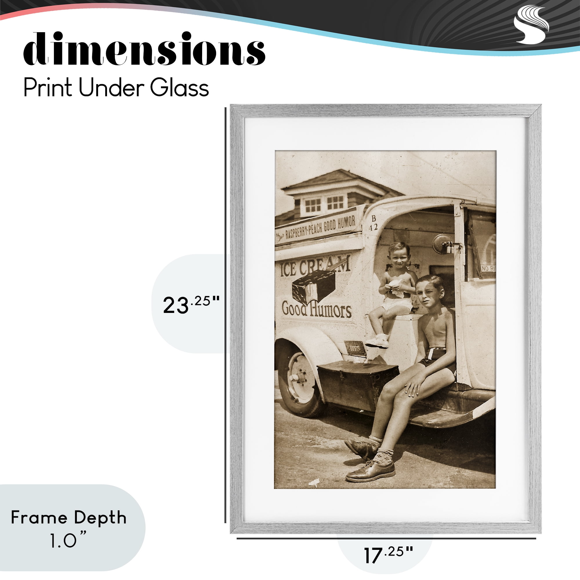 Stupell Industries Vintage Ice Cream Truck Gray Framed Print Under Glass, design by Grotto Studios