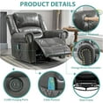 thumbnail image 5 of MEETWARM Grey Massage Swivel Rocker Recliner - Manual Glider with Heat, Vibration, Remote Control & USB Ports for Living Room(Grey), 5 of 7