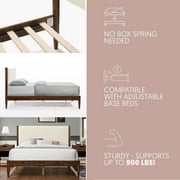 DG Casa Reign Queen Size Boucle Headboard Solid Wood Walnut Mid Century Modern Bed