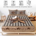 thumbnail image 5 of King Size Fitted Sheet Set - Brown Texas Star Retro 3 Piece Bedding Sets 16" Deep Pocket Fitted Sheet with 2 Pillowcases, Country Star Buffalo Plaid Wooden Brushed Microfiber Hotel Luxury Bed Sheets, 5 of 9