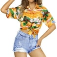 thumbnail image 4 of LA LEELA Women's Button Down Blouses Casual Summer Beach Party Blouse Shirt Hawaii Short Sleeve Dress Button up Hawaiian Shirts for Women M Beach Surf, Orange, 4 of 6