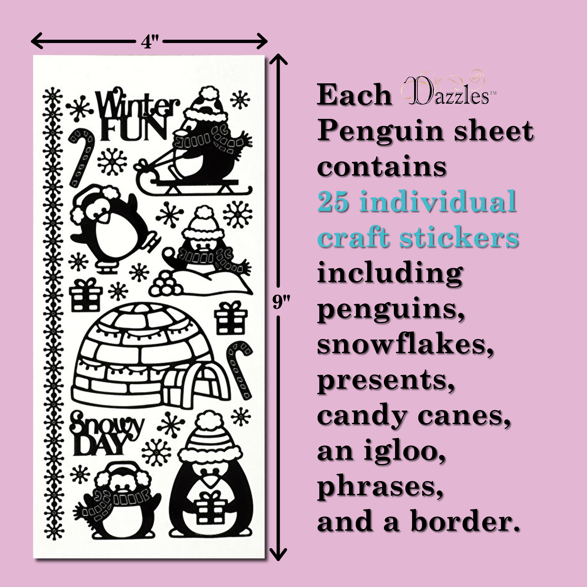 Uniporium Dazzles Stickers Collection | 300 Embossed Stickers of Polar Bears & Penguins in a Variety of Finishes & Colors for Scrapbooking, Card Making, Other Arts and Crafts Projects – 10 Sheets - image 3 of 6