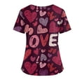 thumbnail image 3 of Valentine Day Scrub Tops for Women Love Heart Print Short Sleeve Cute Plus Size Workwear Nursing V Neck Medical Uniform with Pockets, 3 of 4