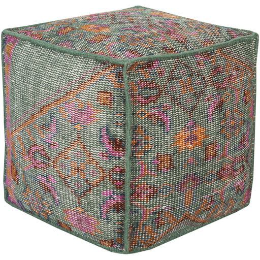 18 Mint Green Salmon Pink And Pumpkin Orange Hand Knotted Wool Square Pouf Ottoman Com - Mint Home Decor Baton Rouge