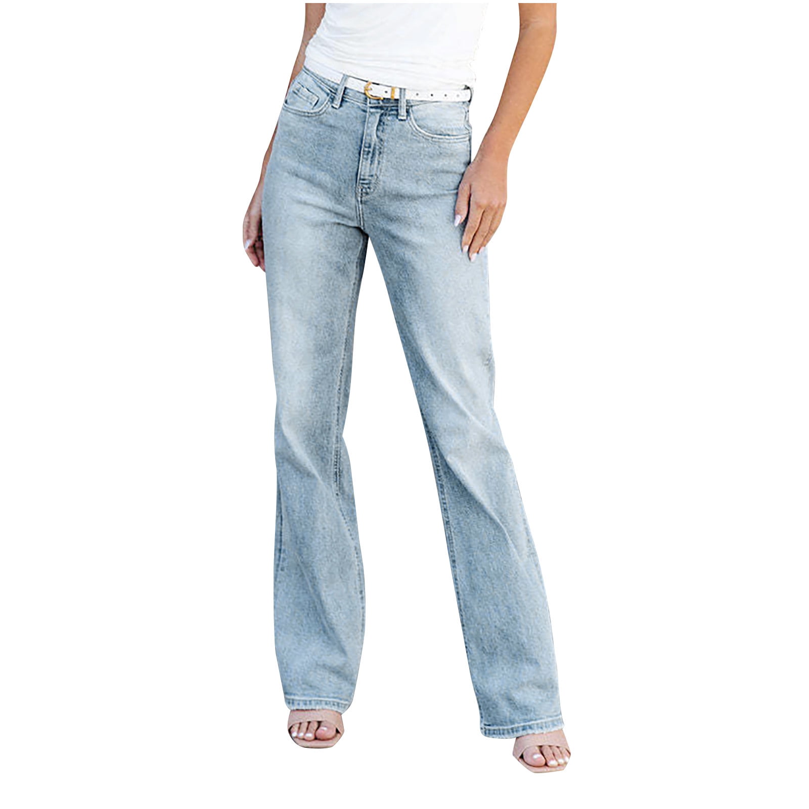 Wide Leg Jeans for Women High Waisted Button Fly Stretch Jeans