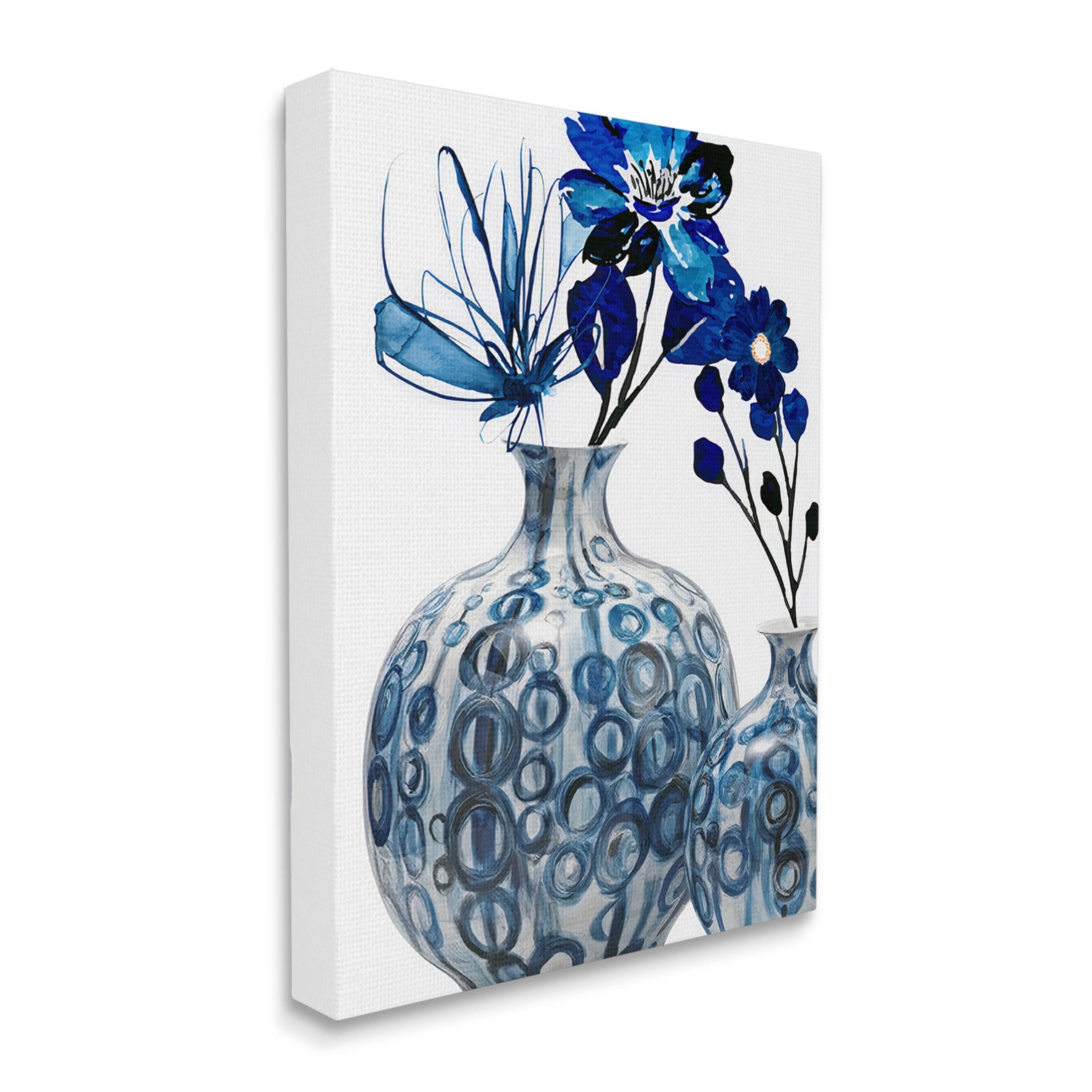 Modern Blue Flower Arrangement Botanical & Floral Graphic Art Gallery Wrapped Canvas Print Wall Art