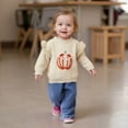 thumbnail image 2 of XQYLOS Baby Girl Halloween Sweater, Pumpkin Embroidered Knit Pullover, Chunky Long Sleeve Cute Top, Cozy Fall Winter Clothes for Toddler Kids, 2 of 9