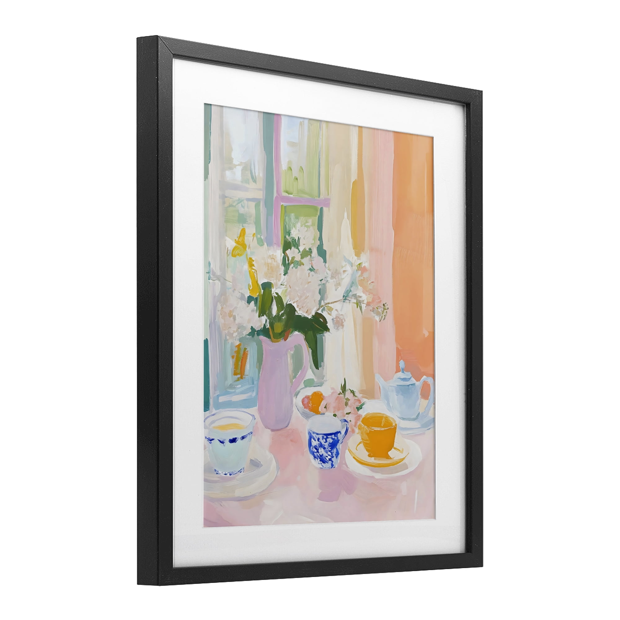 Stupell Industries Breakfast Still Life Abstraction Black Framed Print Under Glass, design by The Prints Vibe