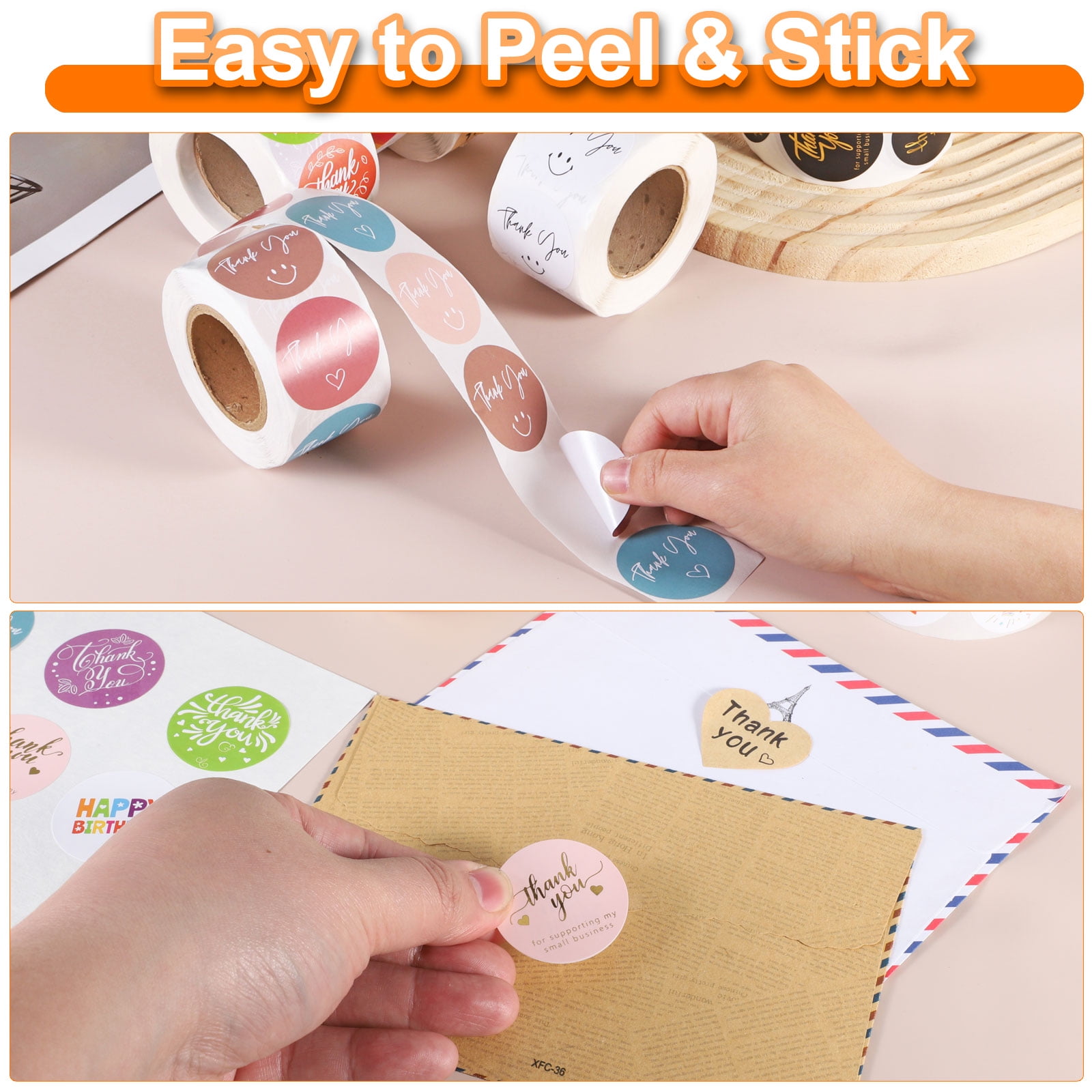 Unique Bargains 500Pcs Thank You Stickers Self Adhesive Round Seal Labels for Gifts Blue