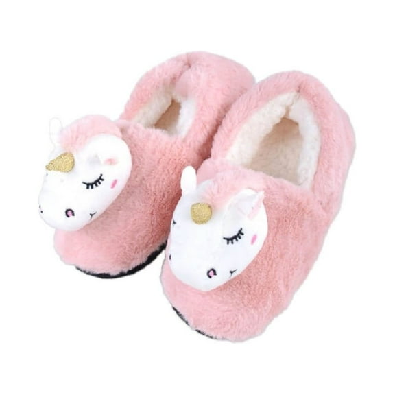 Women's Girls Cute Novelty Magical Unicorn Plush Slippers Christmas Slippers, Pink S/M