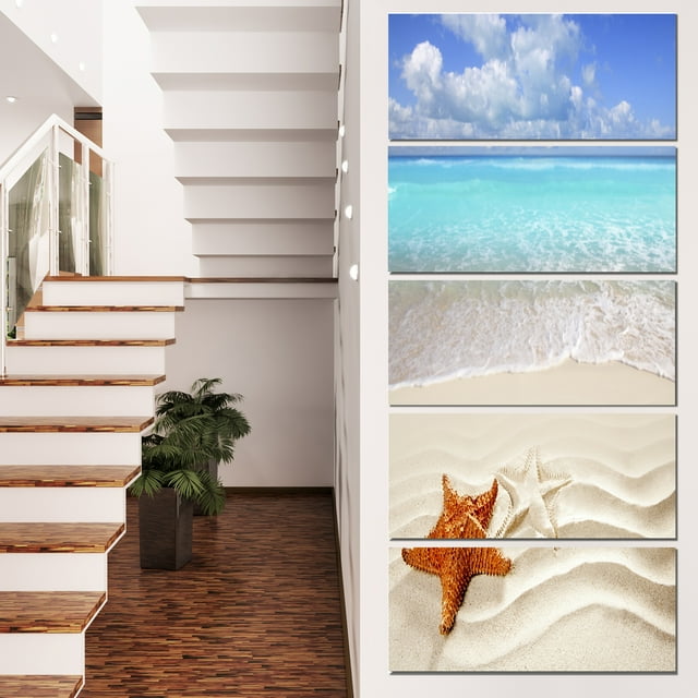 Brown Starfish on Caribbean Beach - Seascape Canvas Art Print