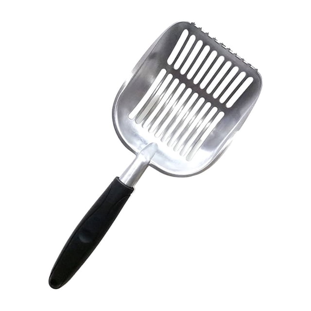 Cuchara para arena para gatos Billuyoard Suministros metálicos fácil de limpiar con mango de goma Gris