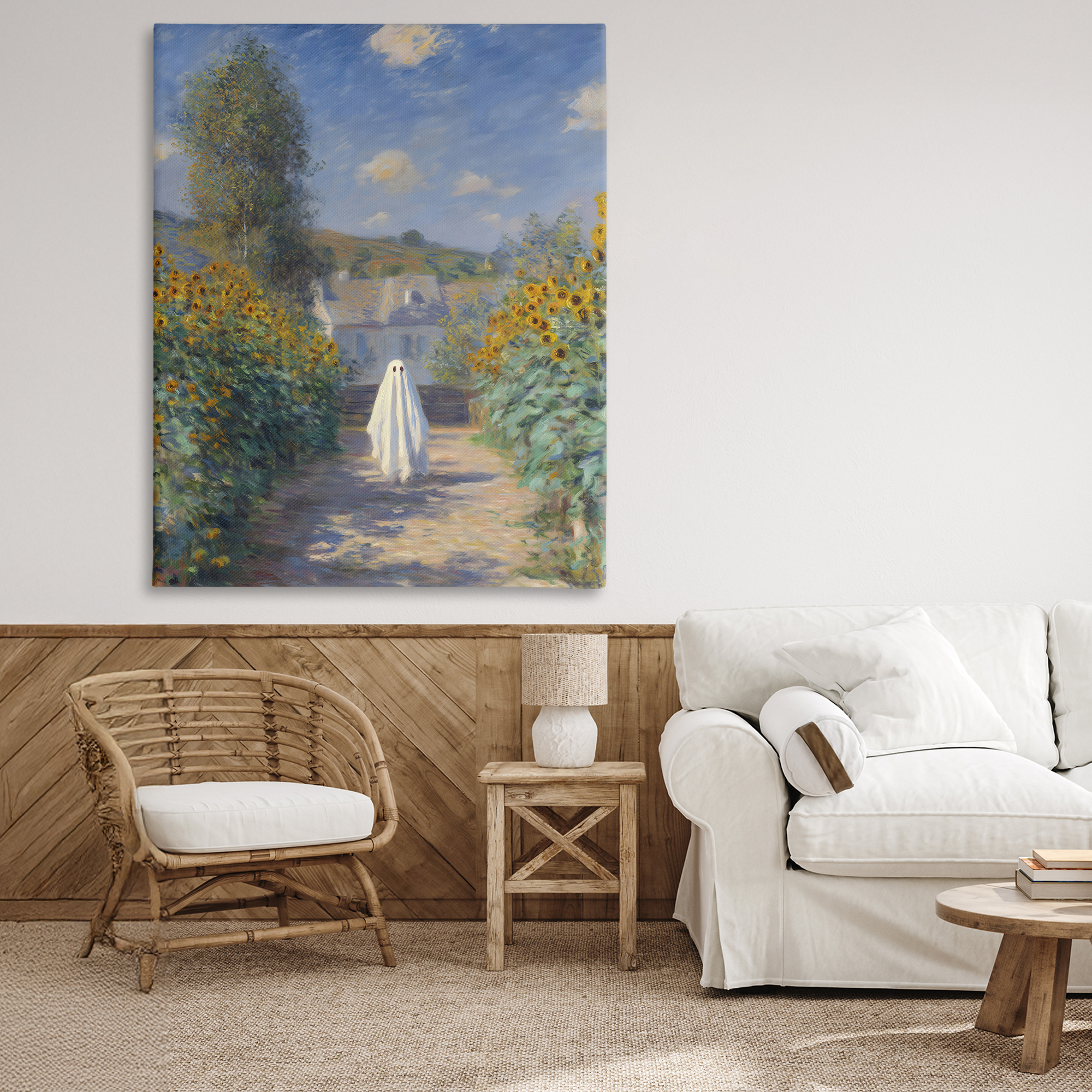 Monet Style Sunflower Ghost Canvas Wall Art, design by Arlington Prints
