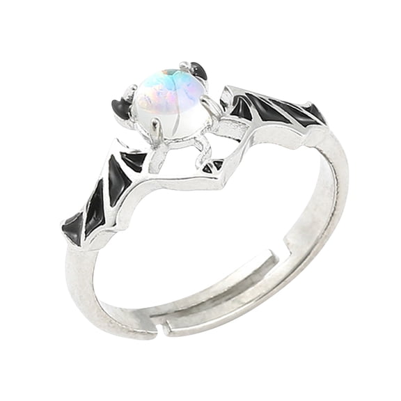 Leeye Adjustable Vintage Bat Ring, Gothic Halloween Silver Open Ring for Men Women Couple Jewelry, One Size, 0.004 lb