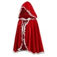 thumbnail image 2 of THDHVS shawl wraps for women,Poncho Shawl,Unisex Christmas Cape with Lace Trim Velvet Fabric and Attached Hood for All Ages Short Cloak Features Ruffle Detail for Holiday Celebrations, 2 of 5