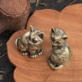 thumbnail image 7 of OIUR Brass Cat Figurine Small Cat Statue Incense Stick Holder Desktop Retro Mini Feline Ornament for Home Office Tea Table Car, 7 of 7