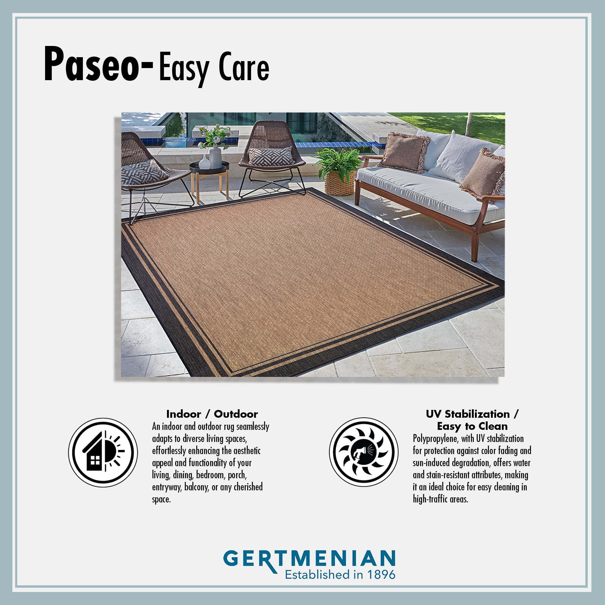 Gertmenian Paseo Akimbo Coastal Floral Sand Havana Outdoor Area Rug, 9x13